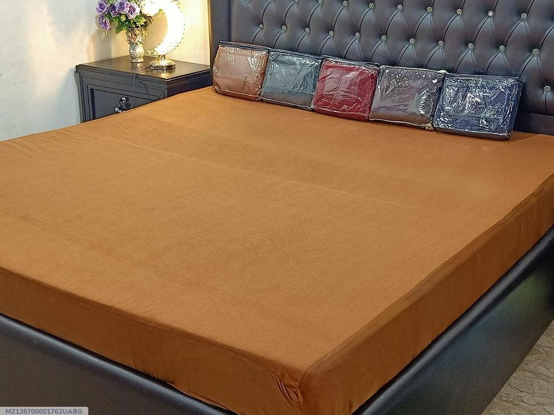 Mustard Terry Cotton Waterproof Mattress Cover for Double Bed