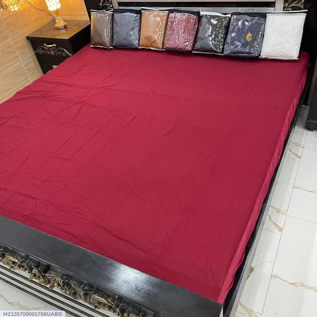 Premium Terry Cotton Waterproof Mattress Cover Red Double Bed
