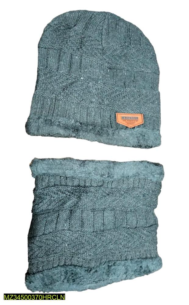 Winter Wool Beanie & Neck Warmer Set for Men Women