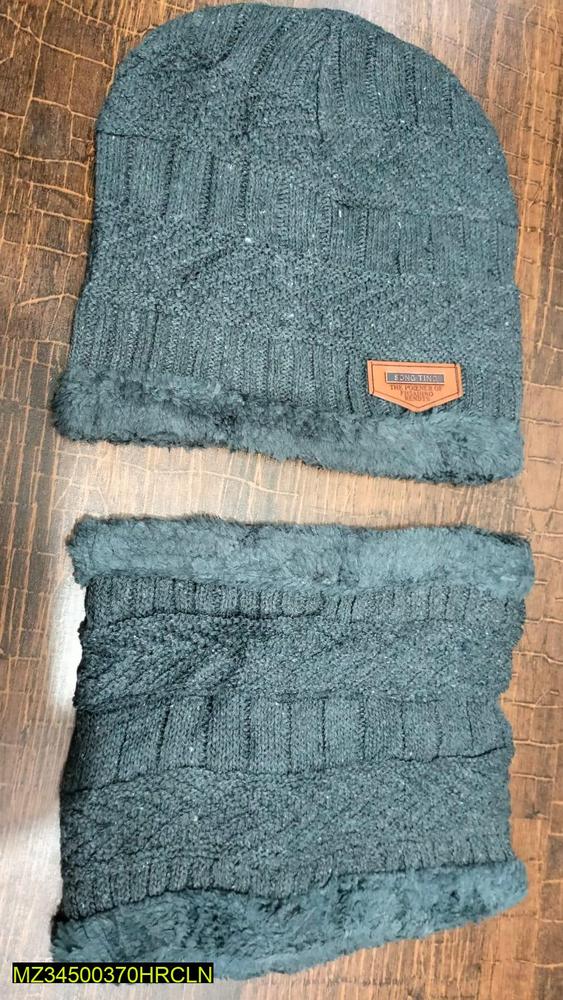 Winter Wool Beanie & Neck Warmer Set for Men Women