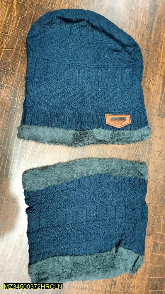 Winter Wool Beanie & Neck Warmer Set for Men Women