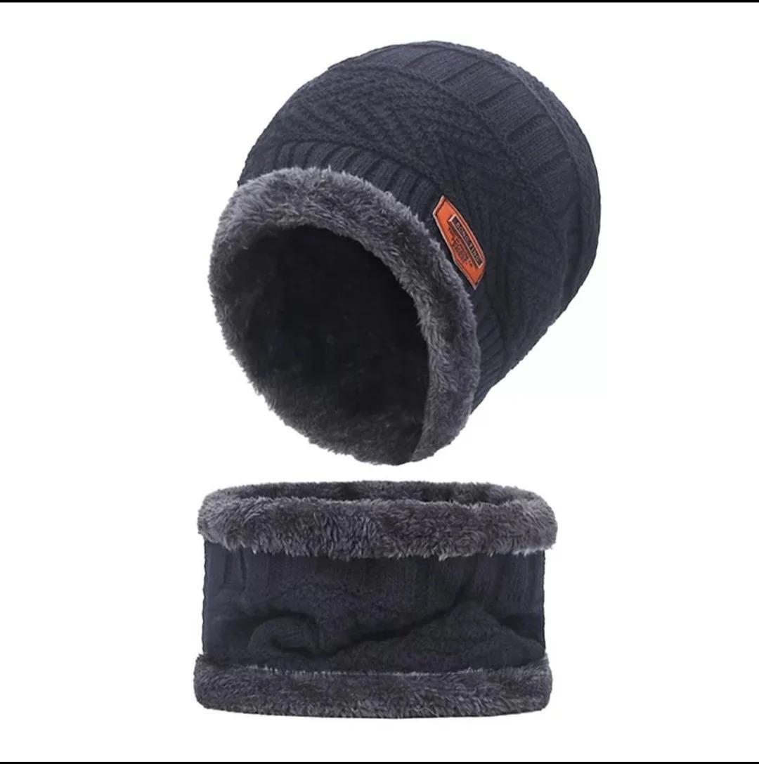 Wool Textured Beanie & Neck Warmer Set for Men Women Winter