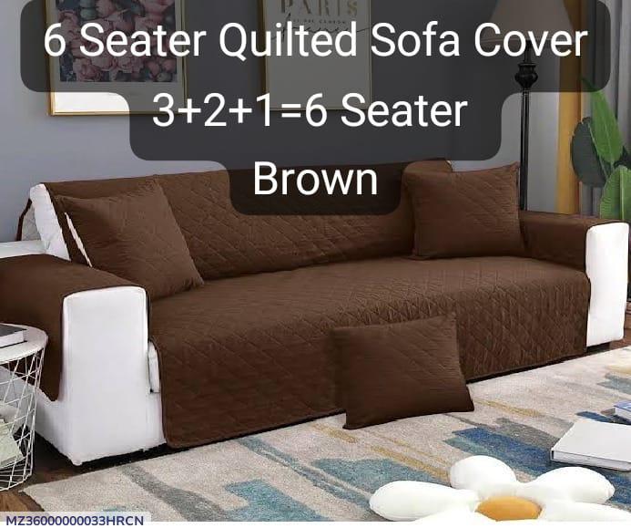 Brown Quilted 6 Seater Sofa Cover Cotton Pakistan