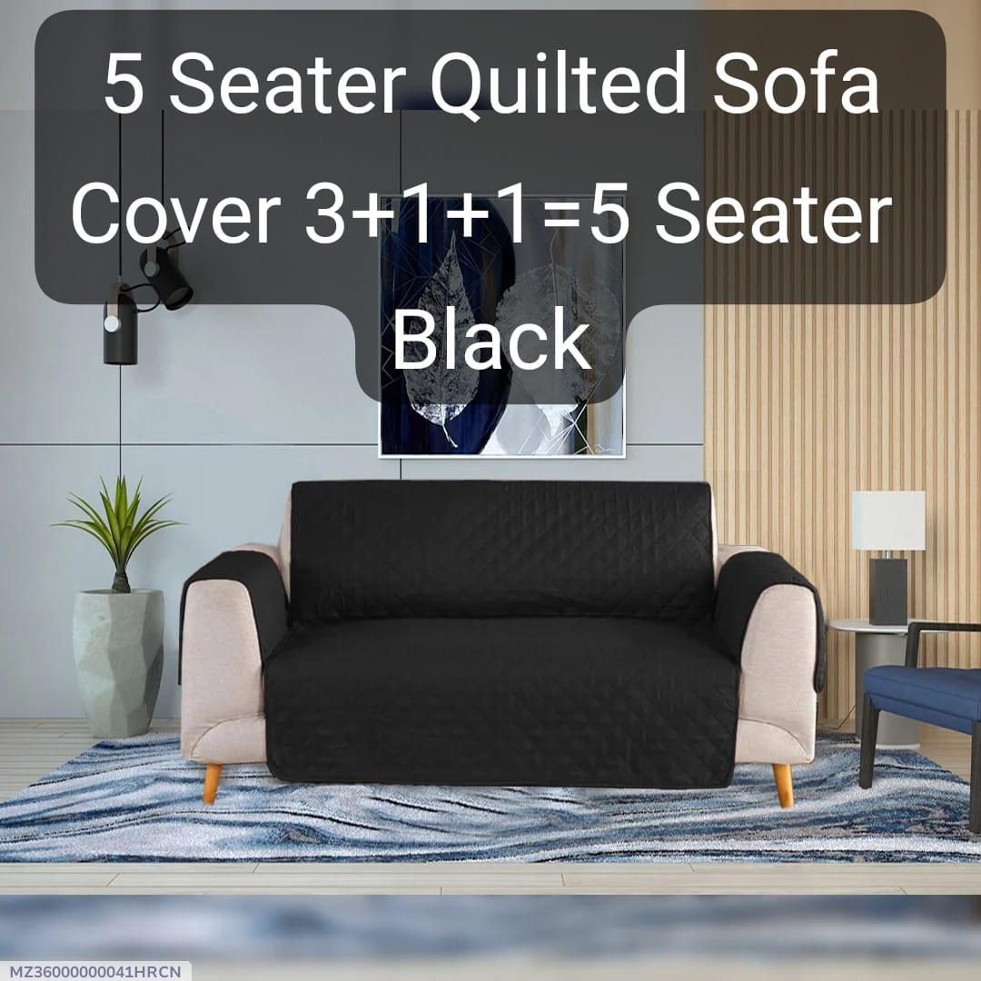 Black Quilted Sofa Cover 5-Seater Cotton Pakistan