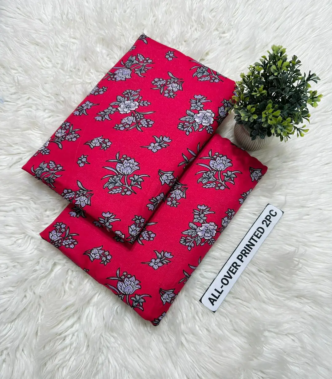 2 Pcs Women's Unstitched Printed Suit