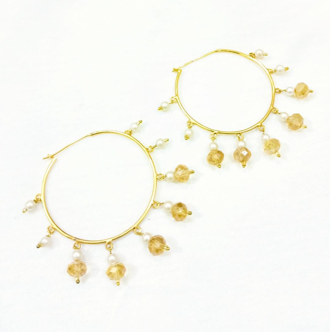 Golden Pearl Earrings for Women Wedding Party Daily Wear