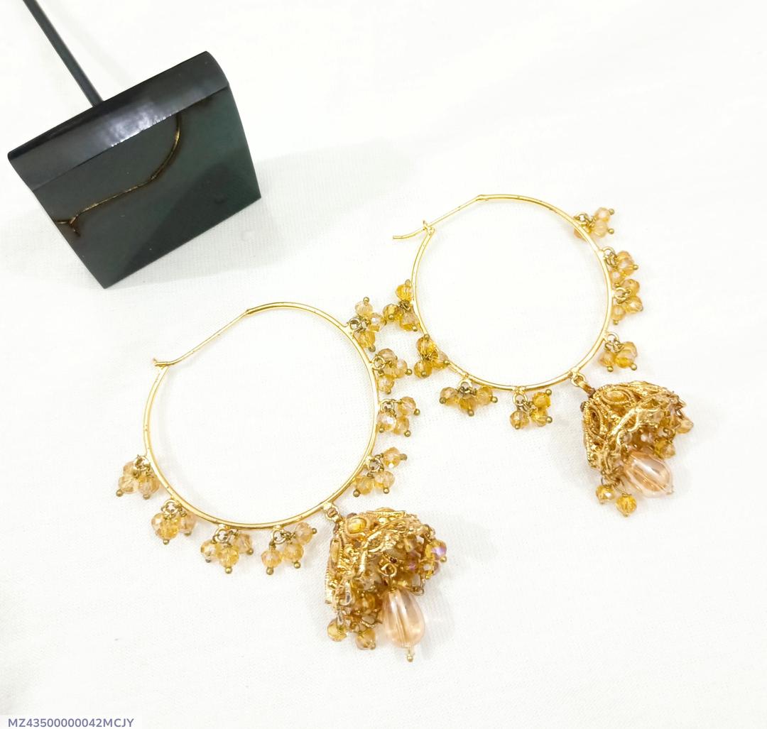 Golden Jhumka Earrings for Women Wedding Party Wear
