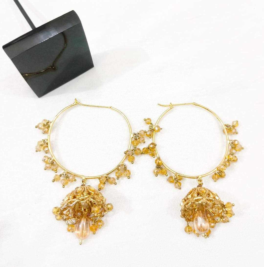 Golden Jhumka Earrings for Women Wedding Party Wear