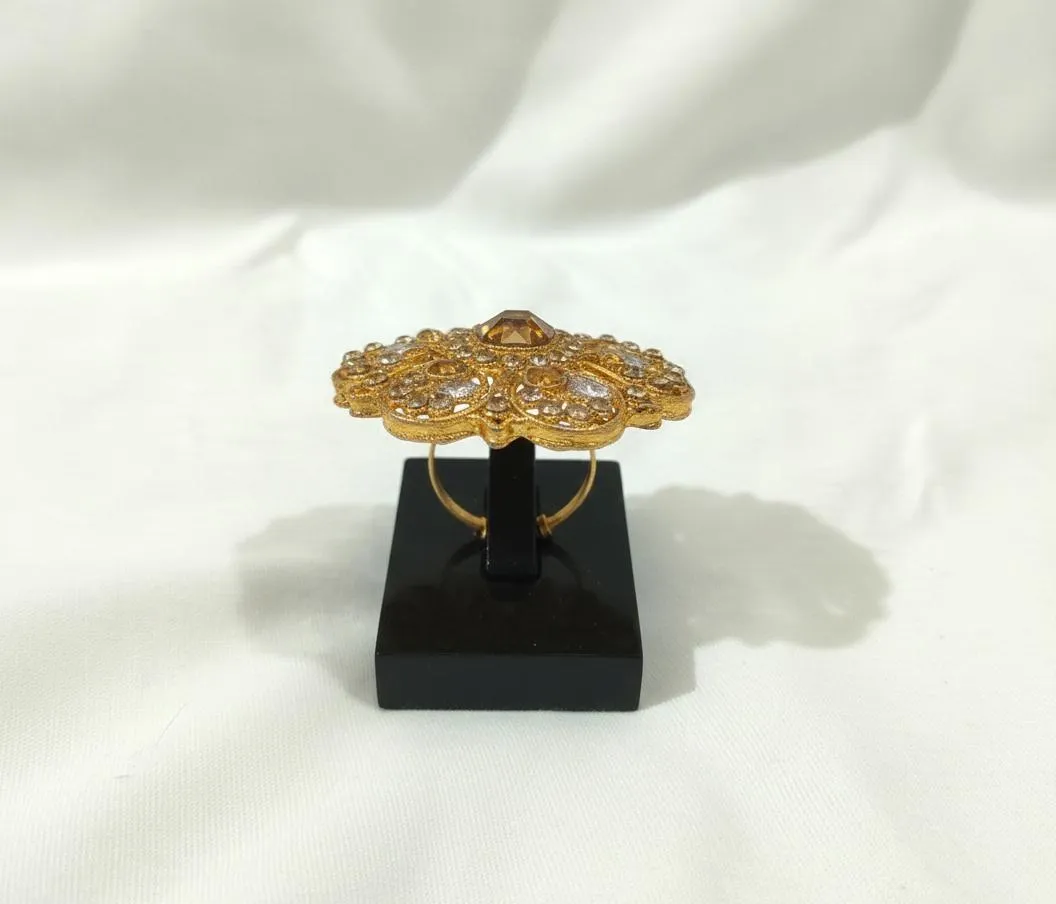 Golden Antique Adjustable Ring for Bridal & Party Wear