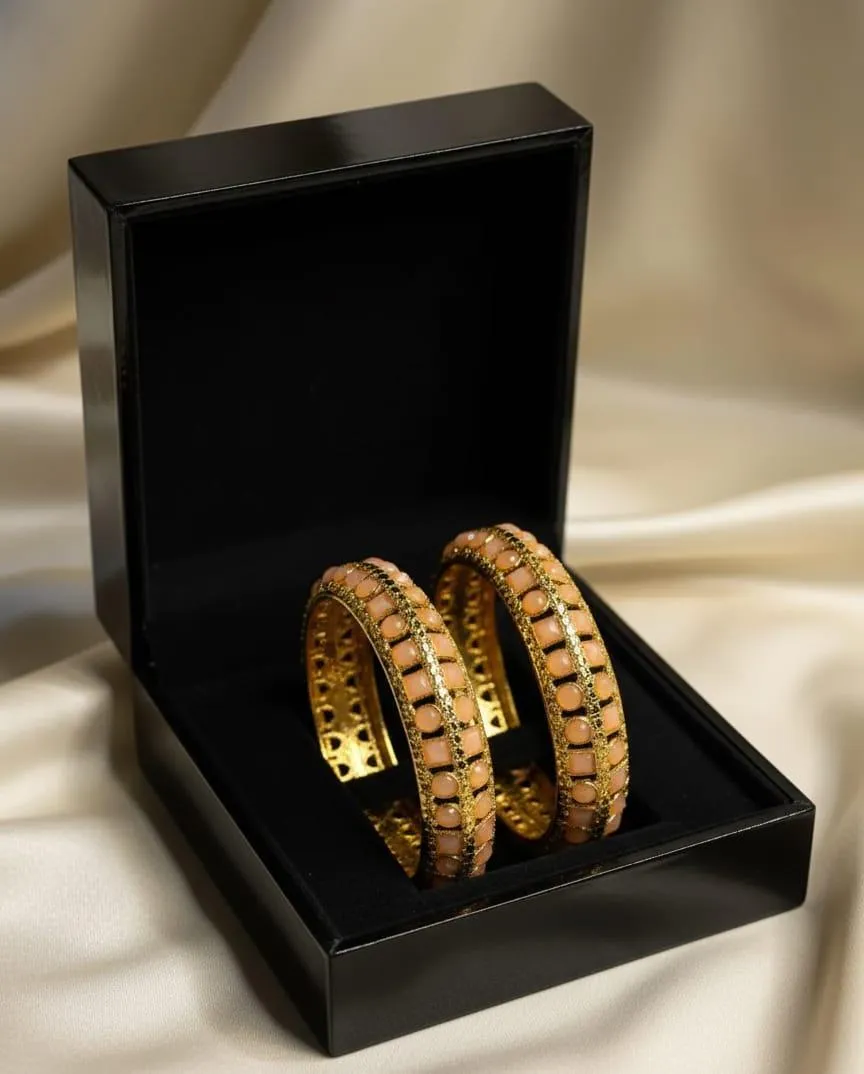 Kara Bangle Set Red Gemstone Oxidized Alloy 2.45"