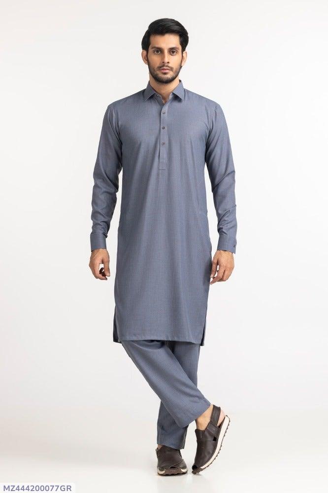 Men’s Unstitched Wool Plain Suit