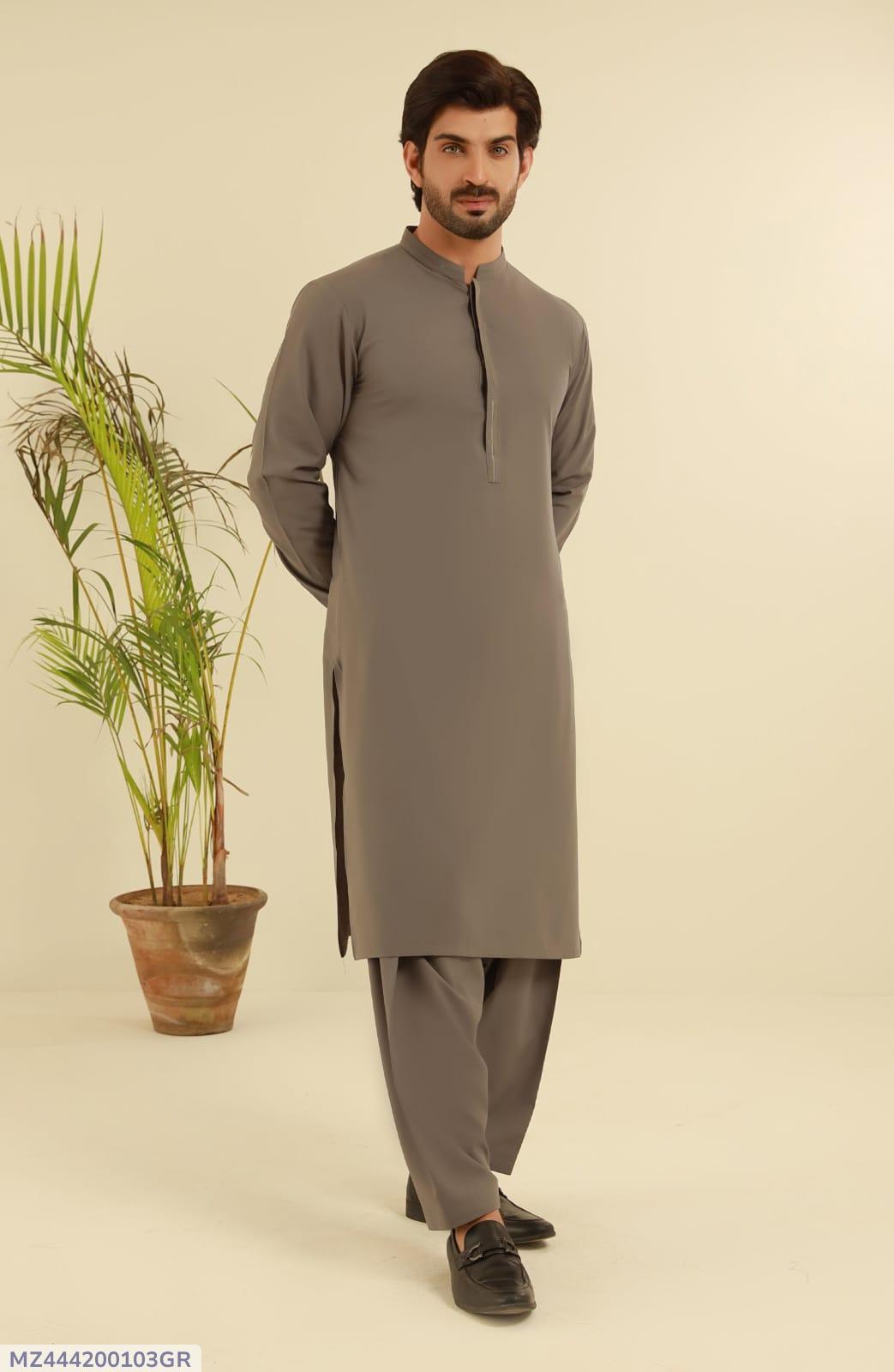 Men’s Unstitched Wool Plain Suit