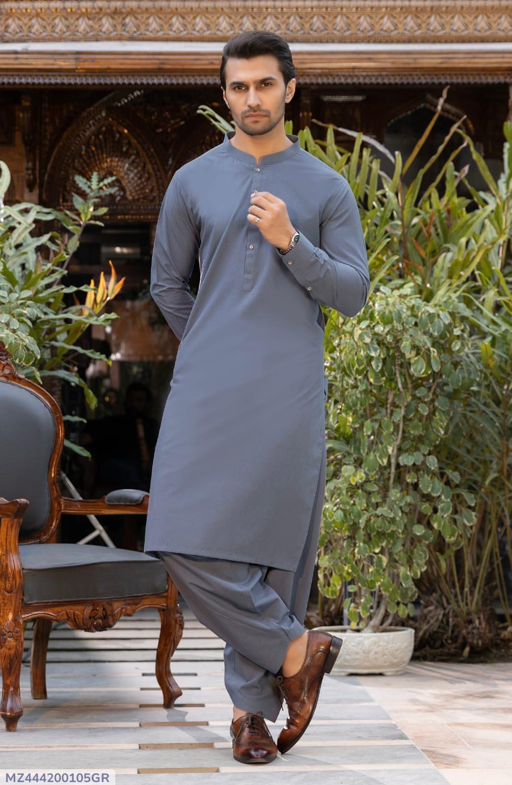 Men’s Unstitched Wool Plain Suit