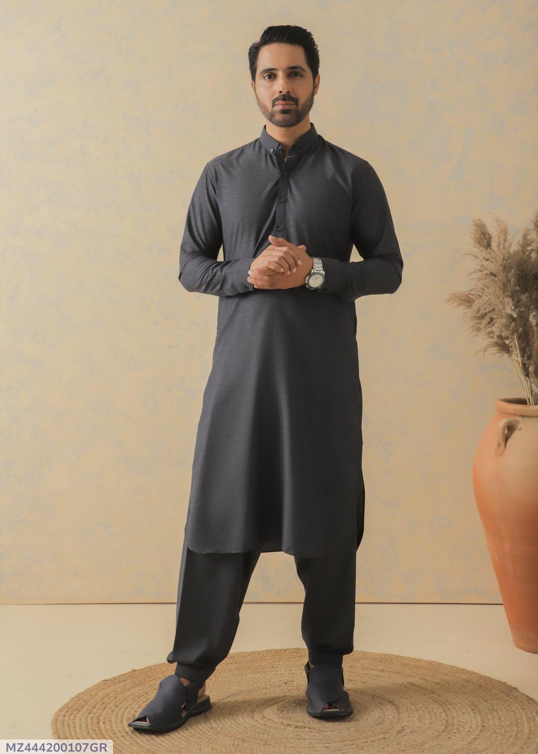 Men’s Unstitched Wool Plain Suit
