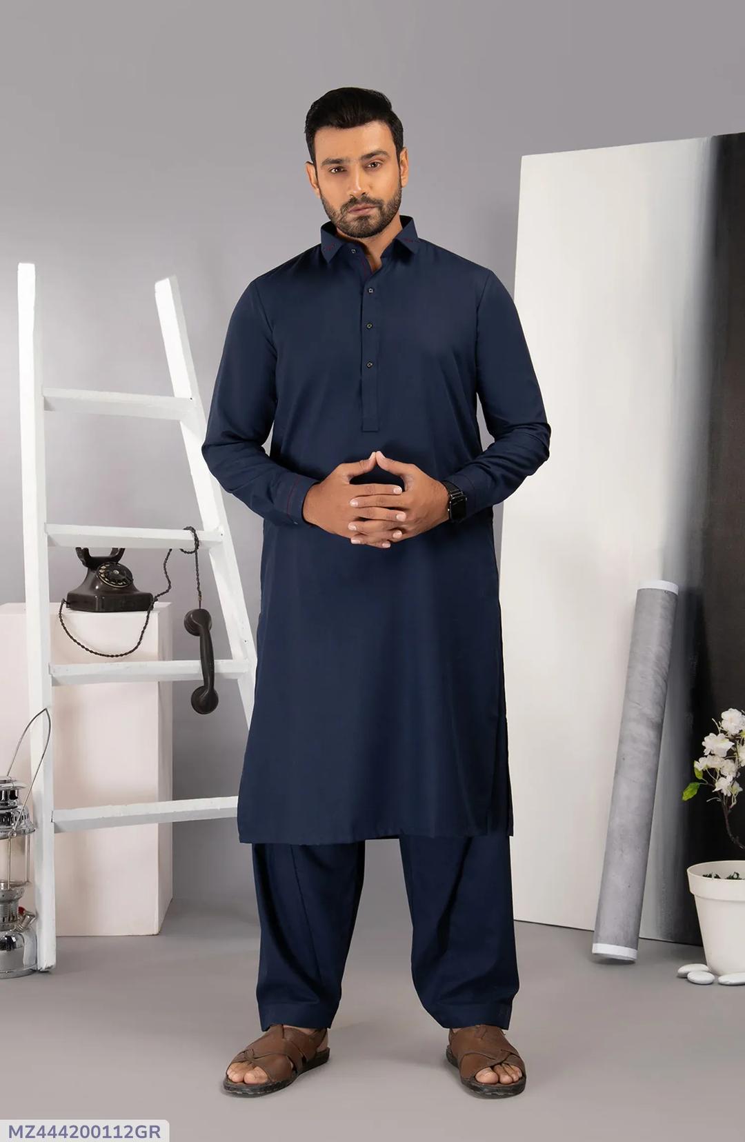 Men’s Unstitched Wool Plain Suit