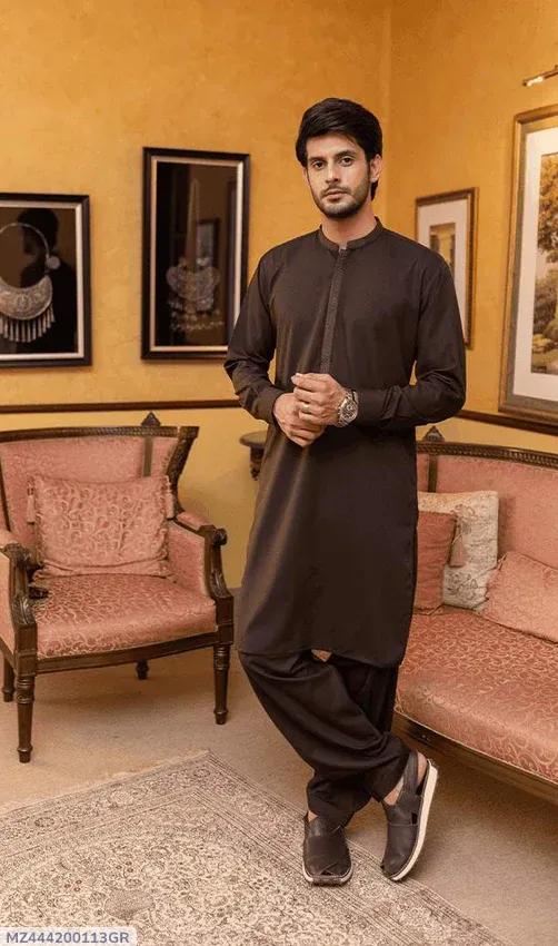 Elegant Wool Suit for Men - Classic Winter Plain Design