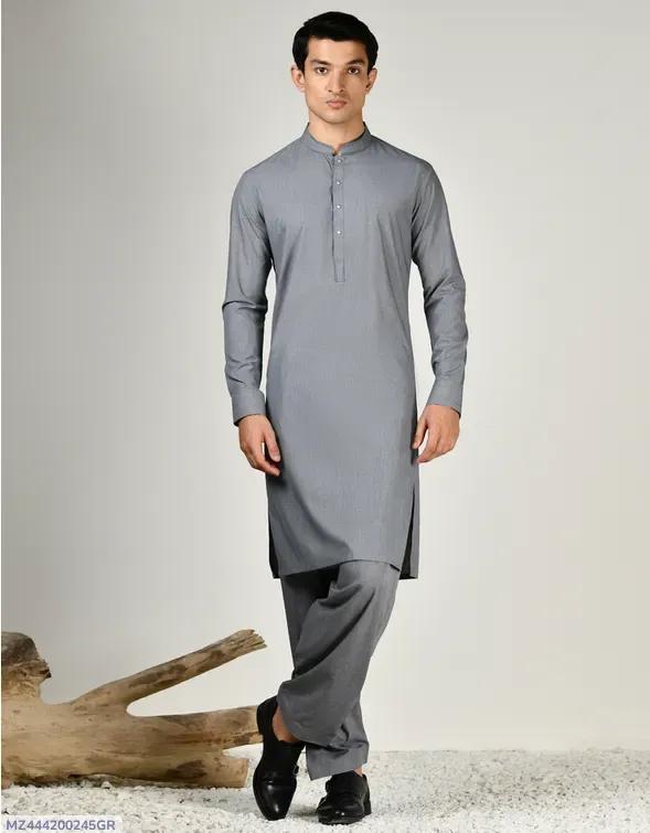 Men’s Unstitched Wool Plain Suit