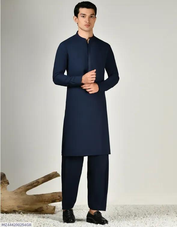 Men’s Unstitched Wool Plain Suit
