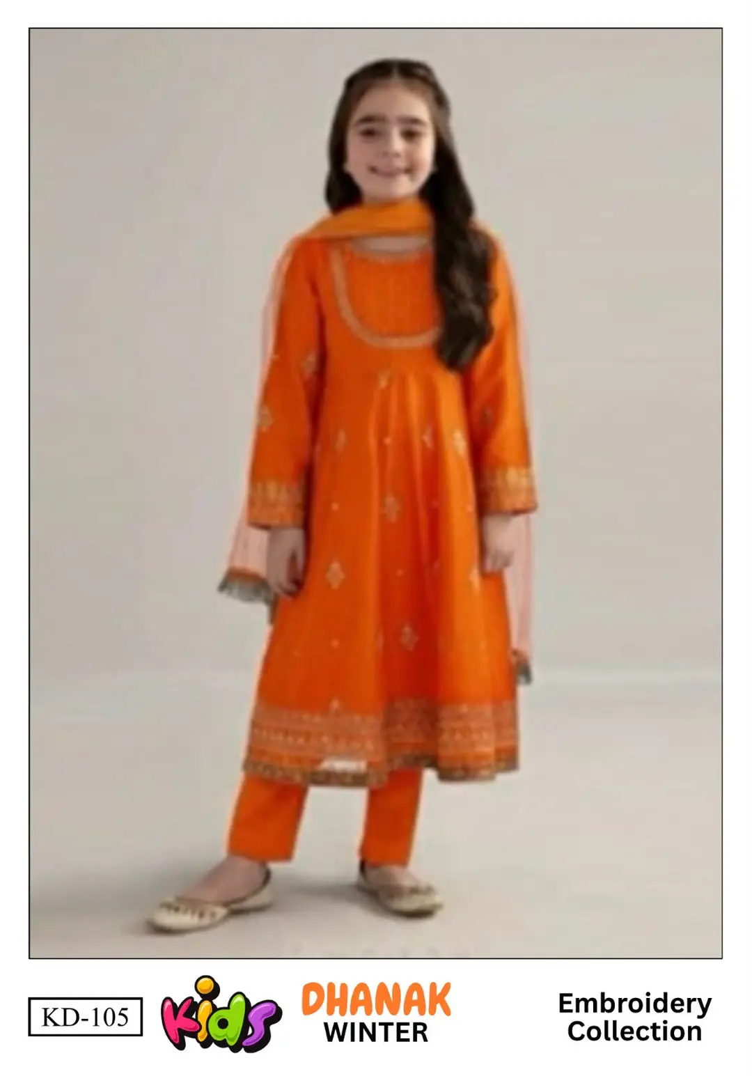 3 Pcs Girl's Dhanak Embroidered Unstitched Suit