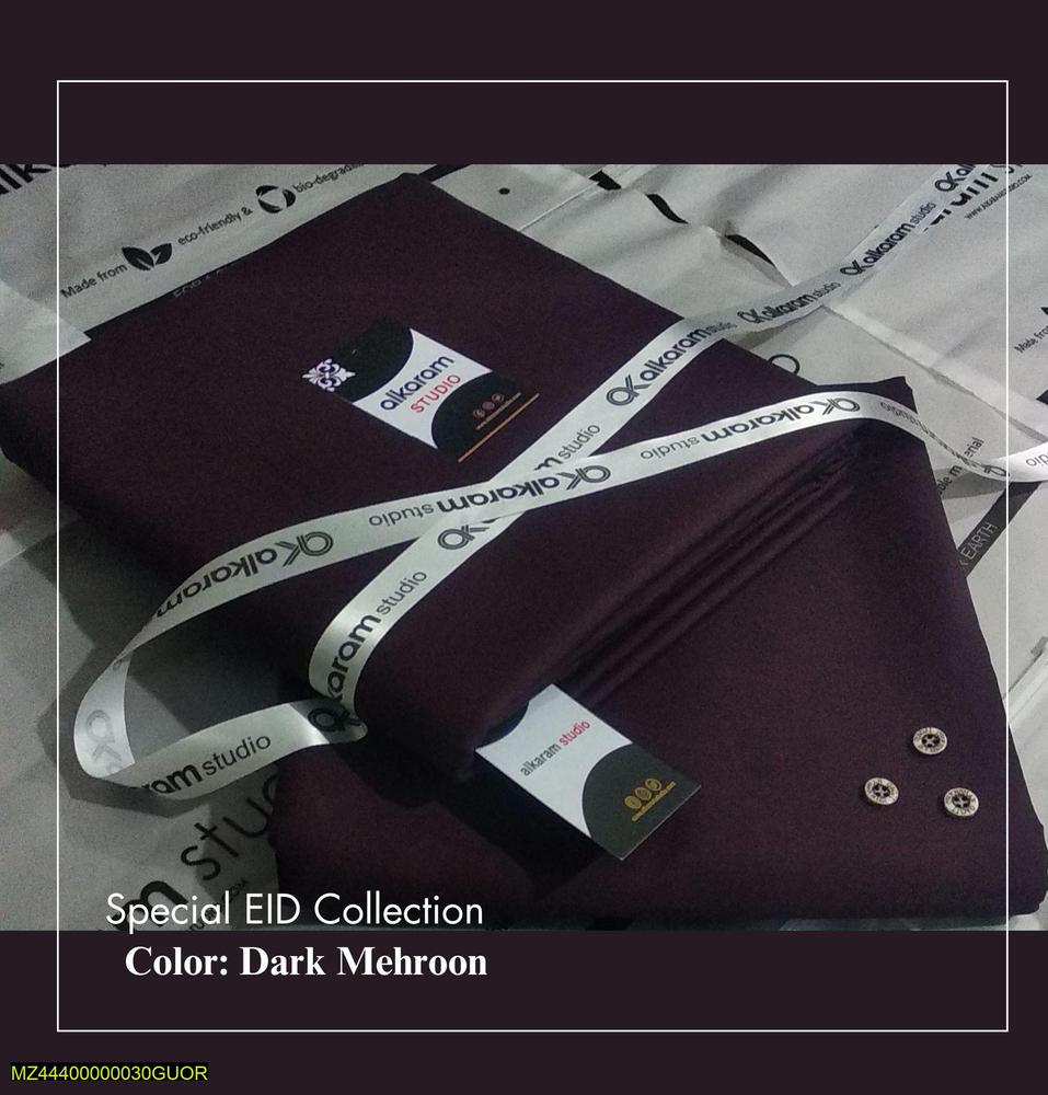 Men's Dark Mehroon Wash & Wear Suit Eid Summer
