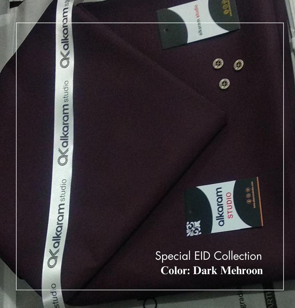 Men's Dark Mehroon Wash & Wear Suit Eid Summer