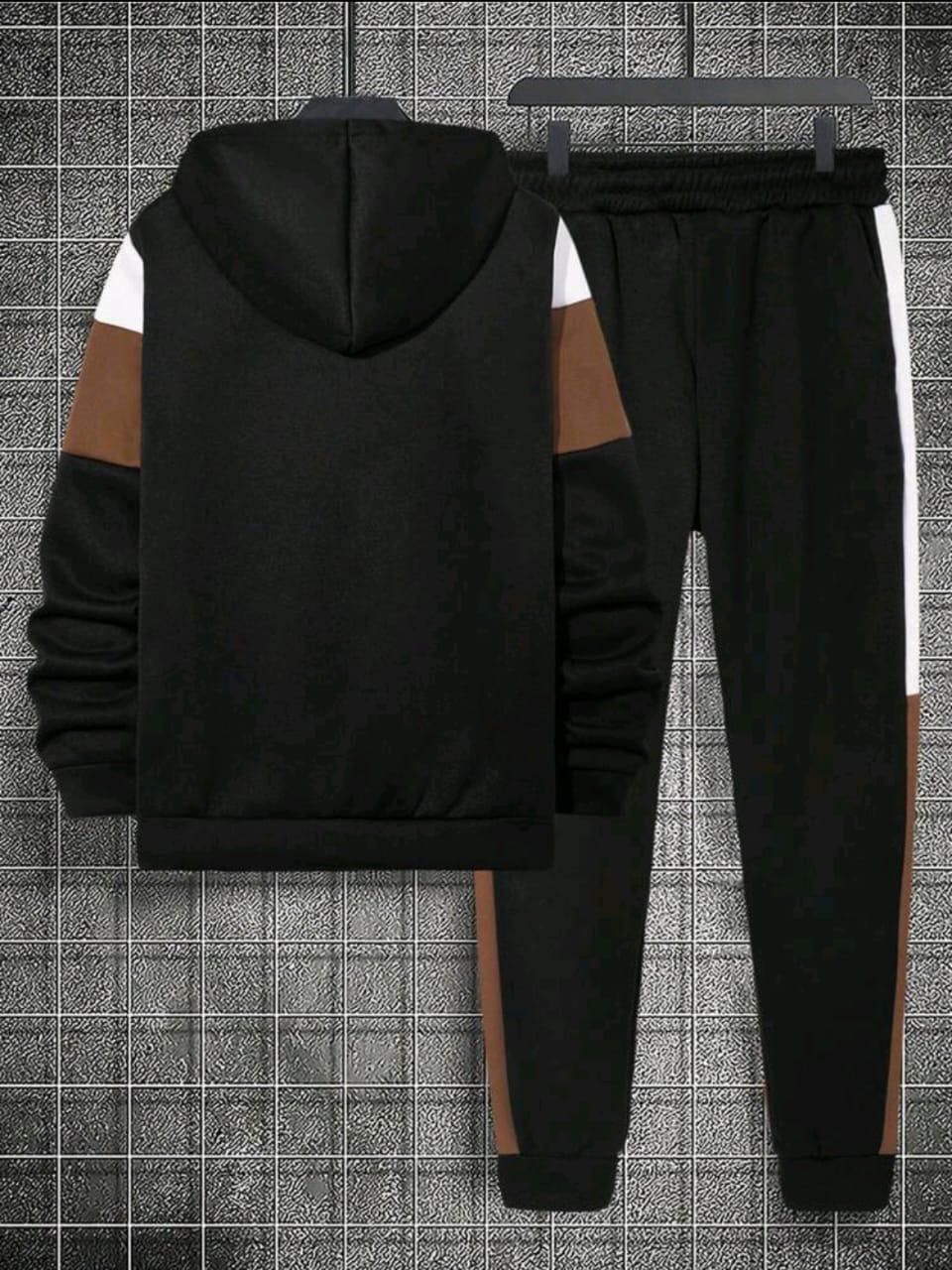 2 Pcs Men's Fleece Printed Hoodie Track Suit