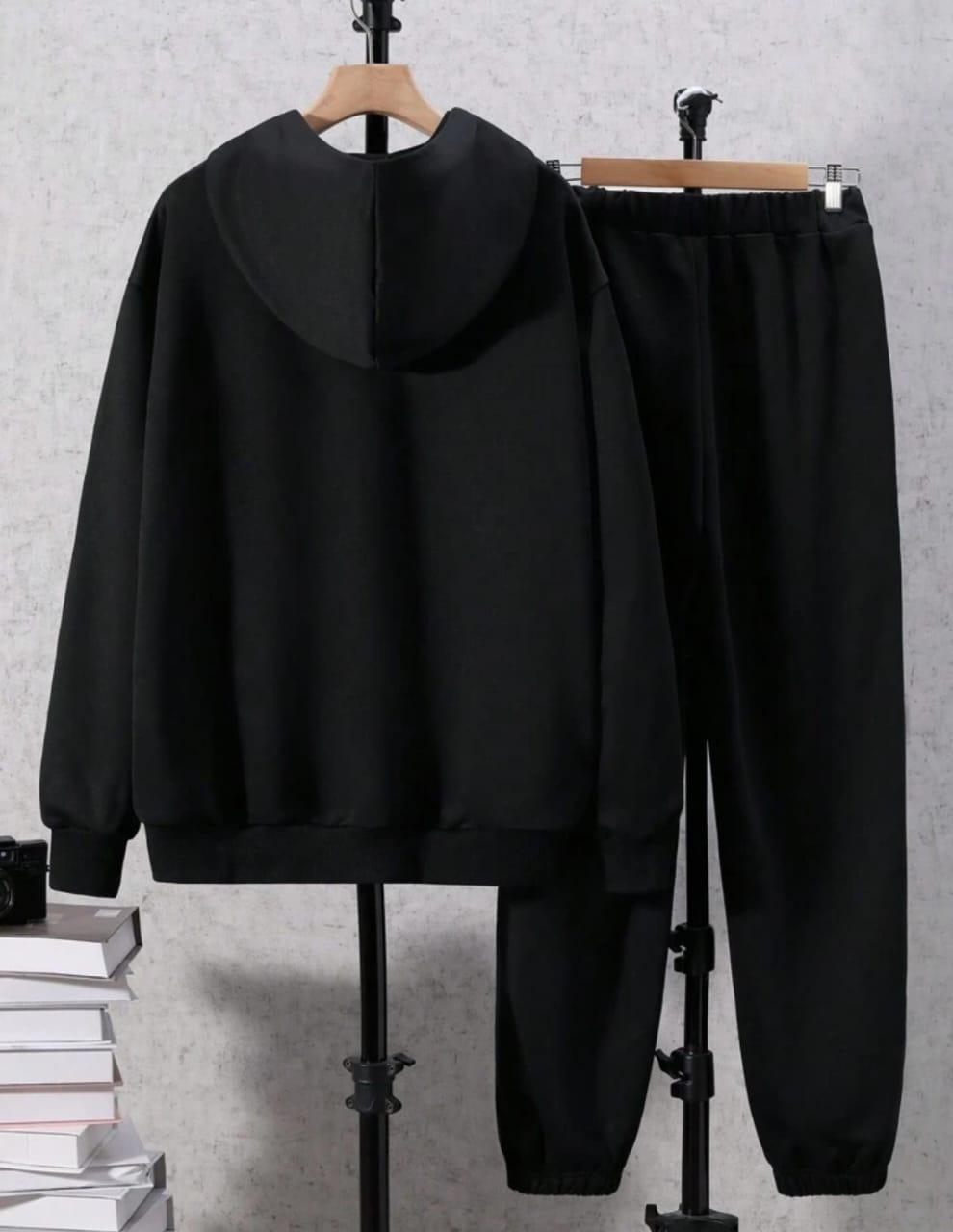 2 Pcs Men's Fleece Printed Hoodie Track Suit