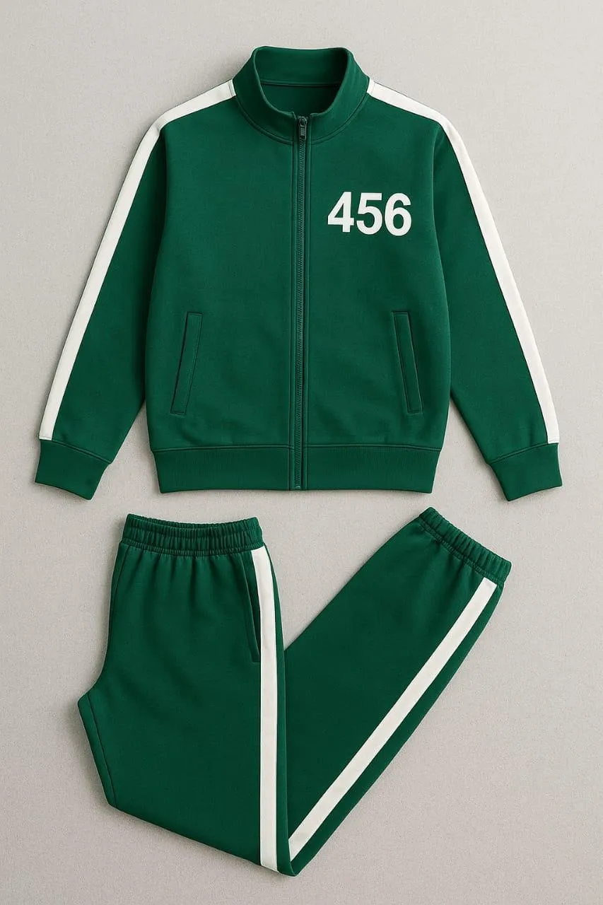 2 Pcs Men's Fleece Printed Track Suit