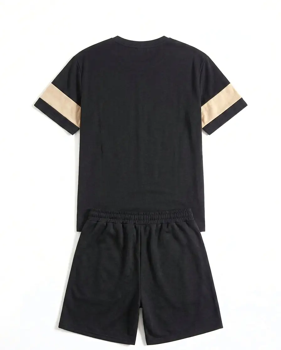 2 Pcs Polyester Printed T-Shirt & Shorts Tracksuit