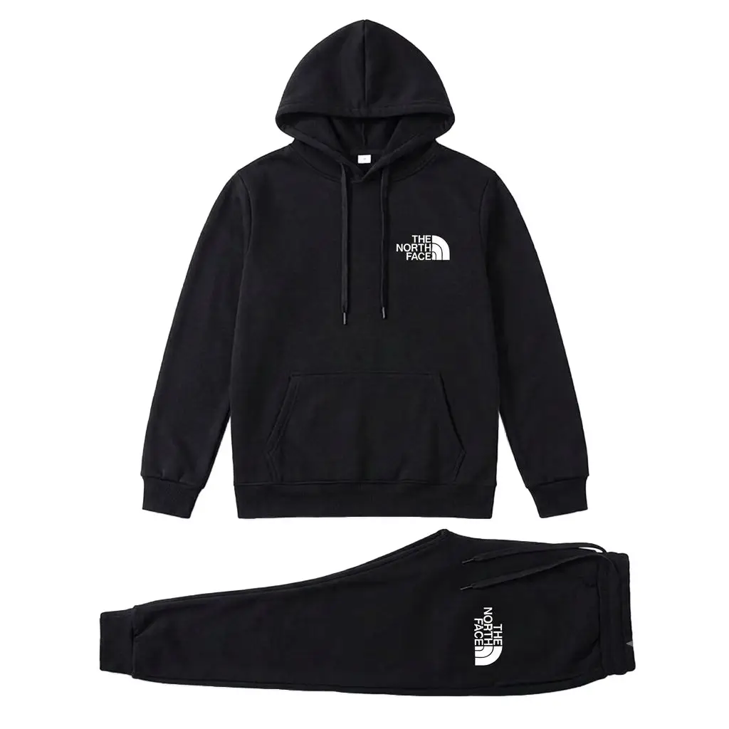2 Pcs Men's Fleece Printed Hoodie Track Suit