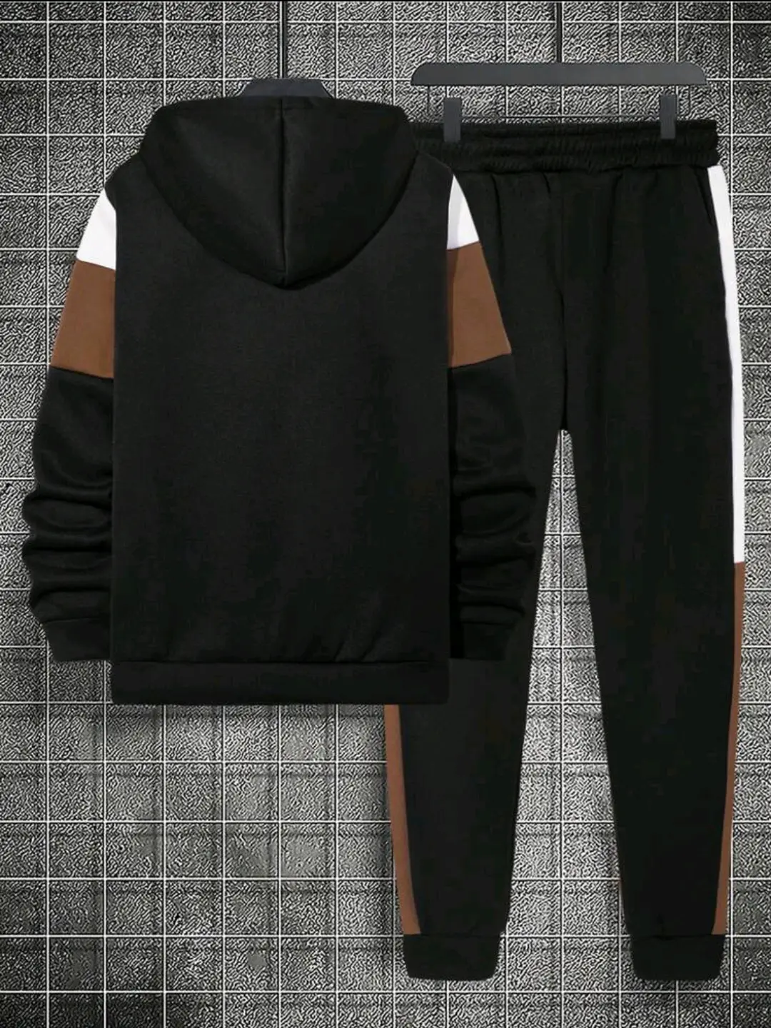 2 Pcs Men's Fleece Printed Hoodie Track Suit
