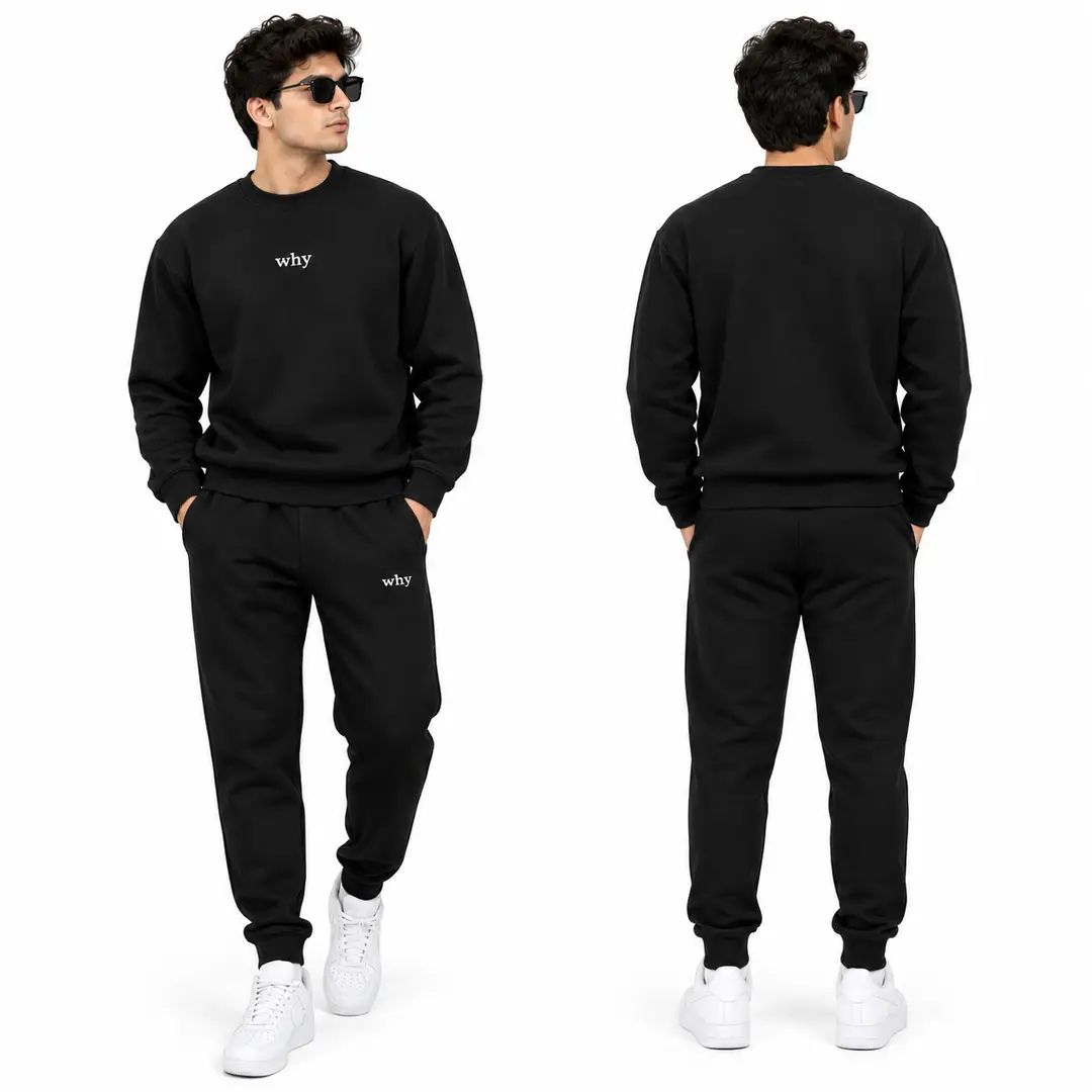 2 Pcs Men's Fleece Printed Sweatshirt Track Suit