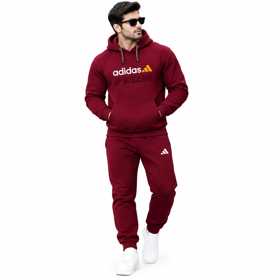 2 Pcs Men's Fleece Printed Track Suit