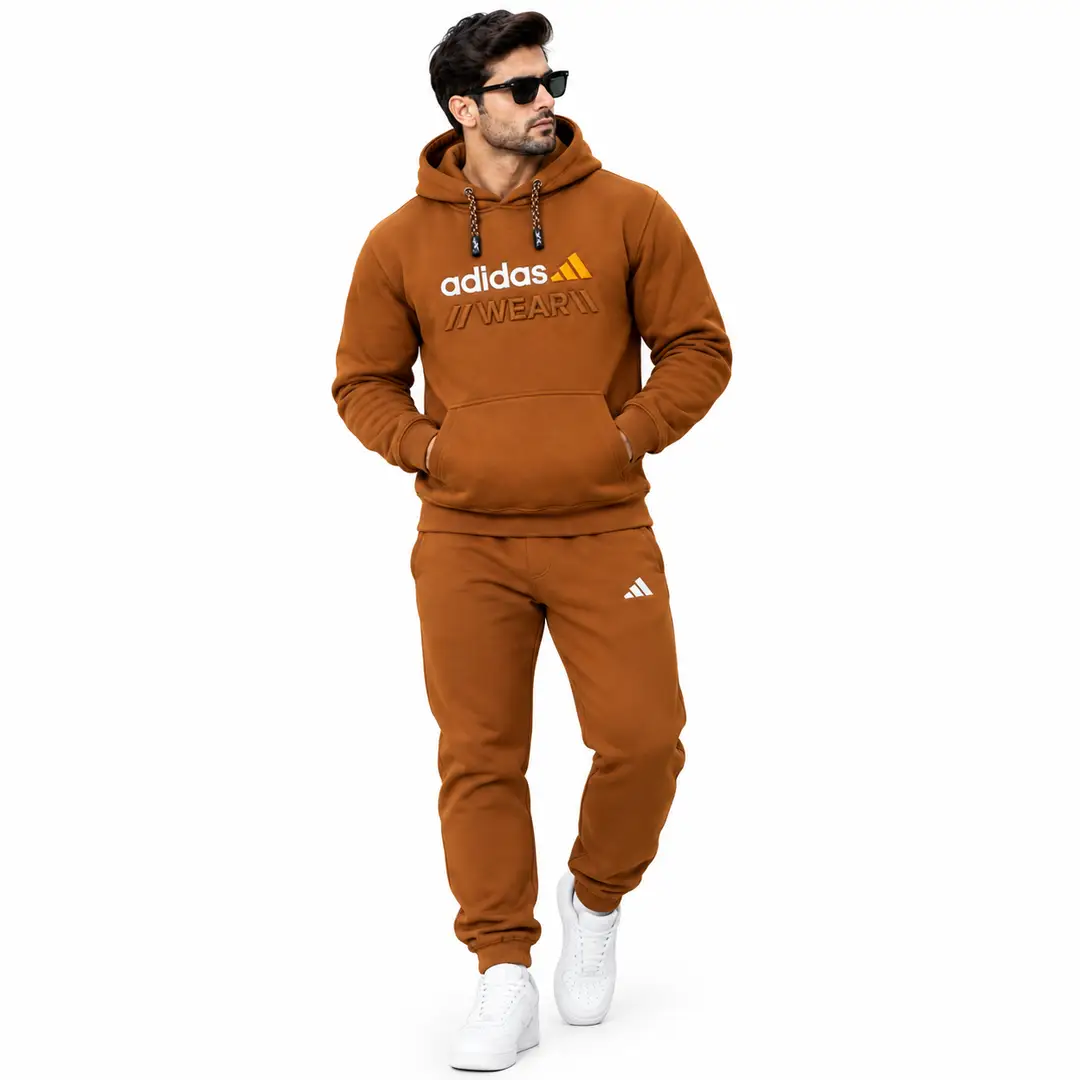 2 Pcs Fleece Printed Track Suit For Men's 