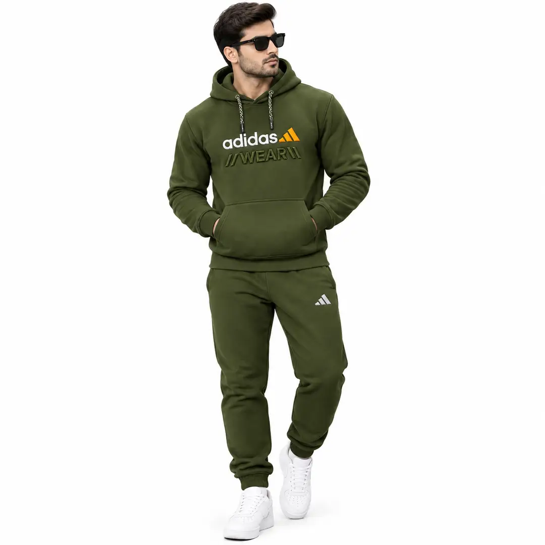 2 Pcs Men's Fleece Printed Track Suit