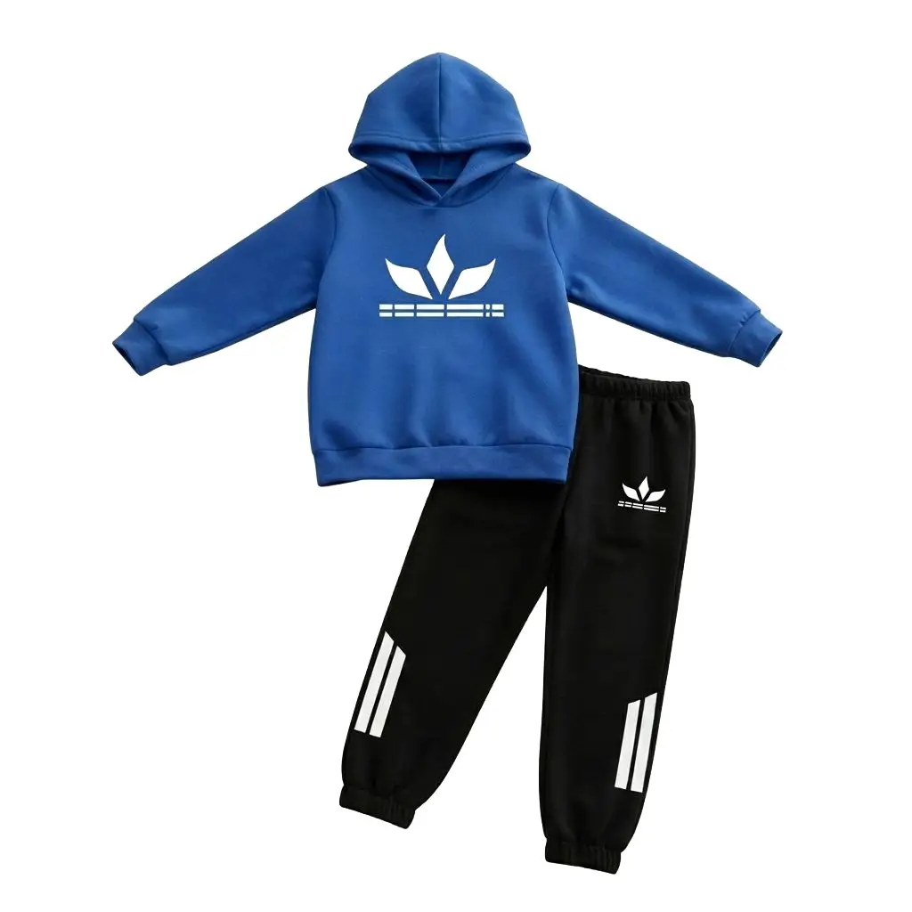 2 Pcs Kid's Fleece Printed Hoodie Tracksuit