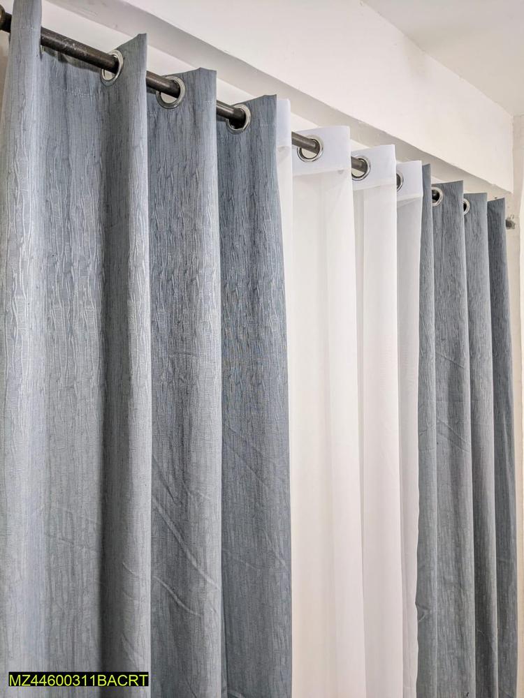 3 Pcs Net Plain Curtains 54x92 Inch Grey White Set