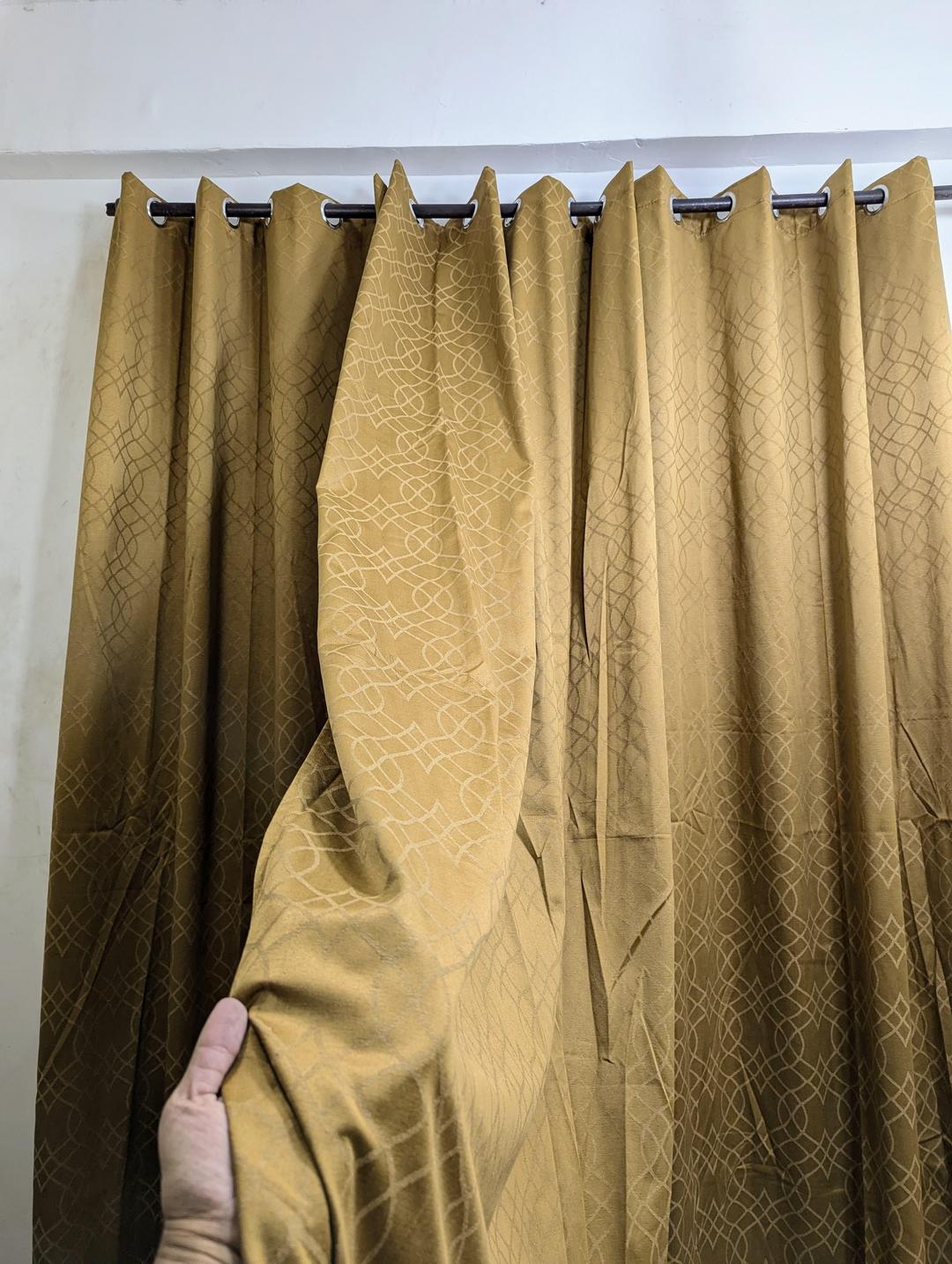 Golden Jacquard Blackout Curtain 92" Washable