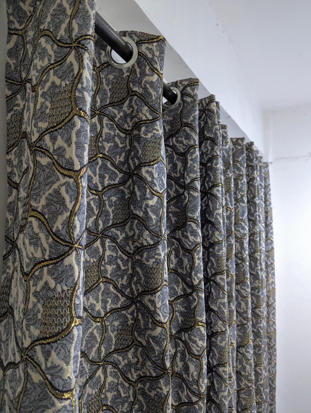 Multicolor Printed Jacquard Curtain 96x56"