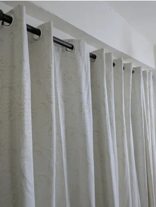 Single Sided Silk Jacquard Curtain Ivory Elegant