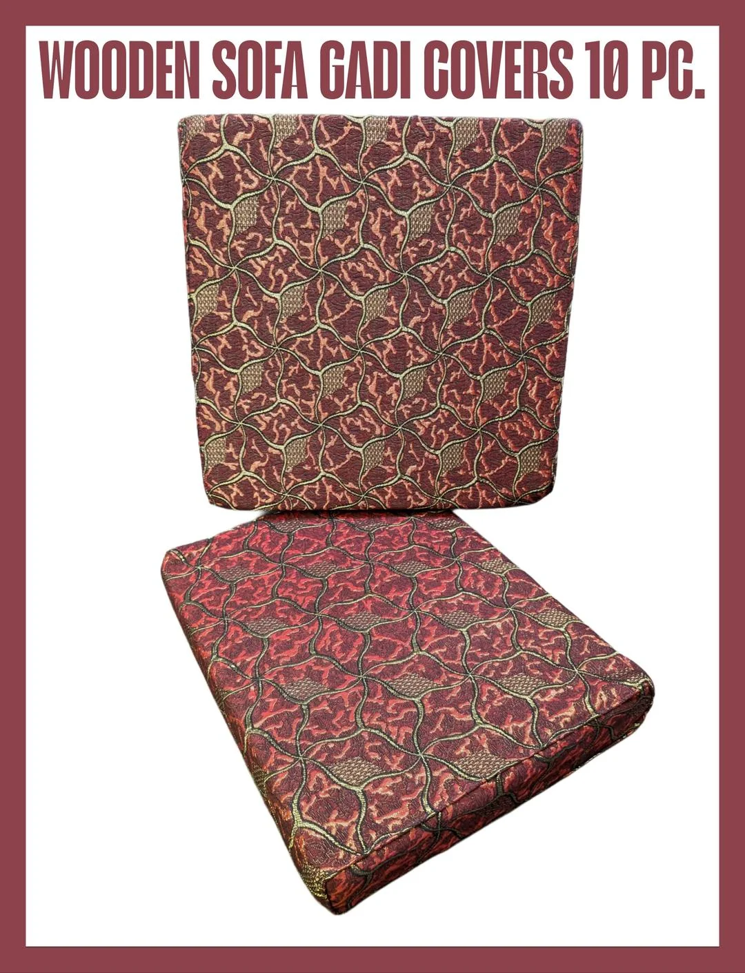 Luxurious Maroon Velvet Printed Cushion Covers - 10 Pcs Set