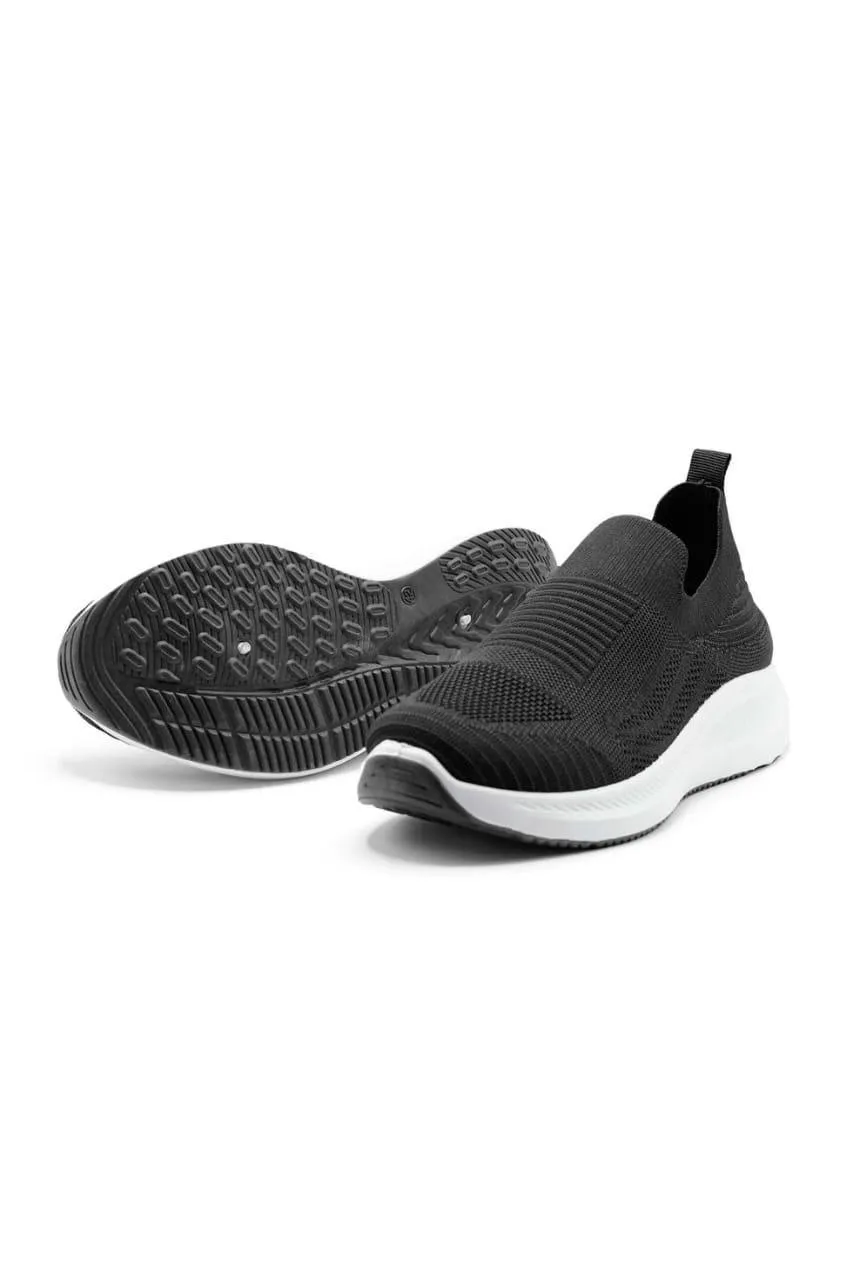 Men's Black Slip-On Walking Sneakers Breathable Comfortable