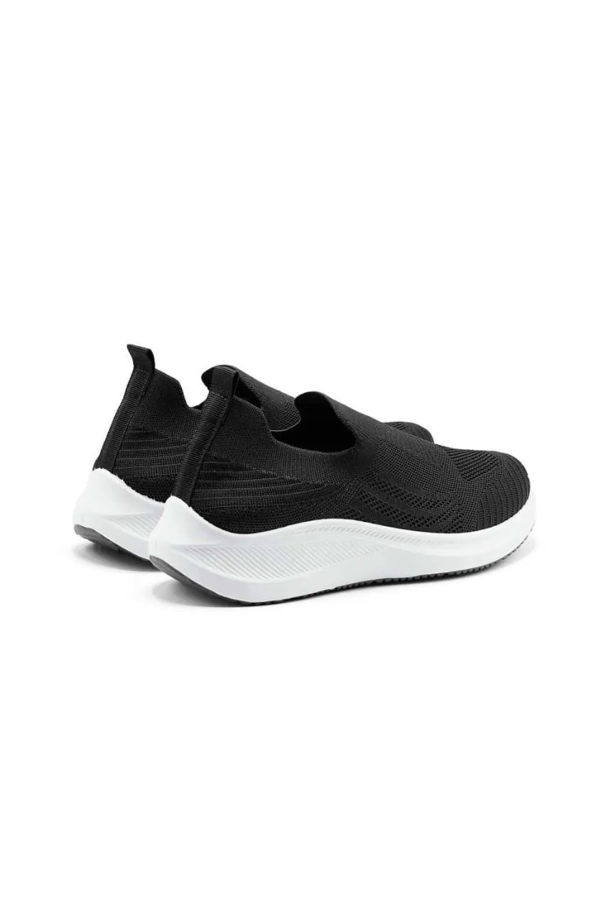 Men's Black Slip-On Walking Sneakers Breathable Comfortable
