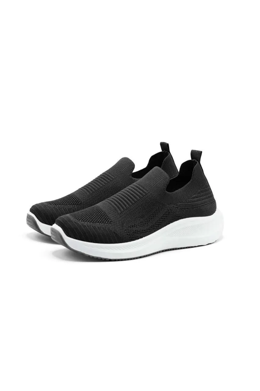 Men's Black Slip-On Walking Sneakers Breathable Comfortable