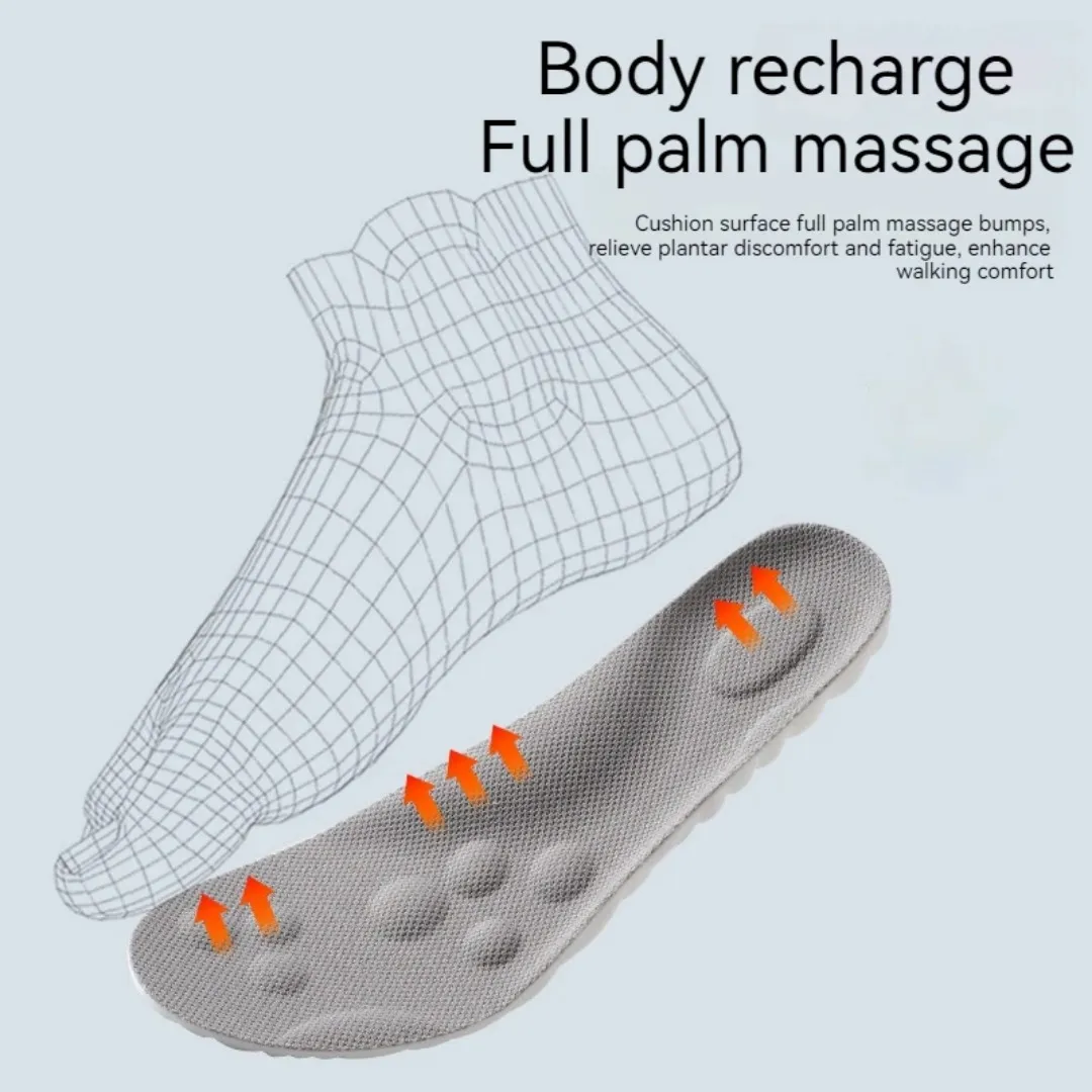 PU Leather Massage Insoles Black 39-45