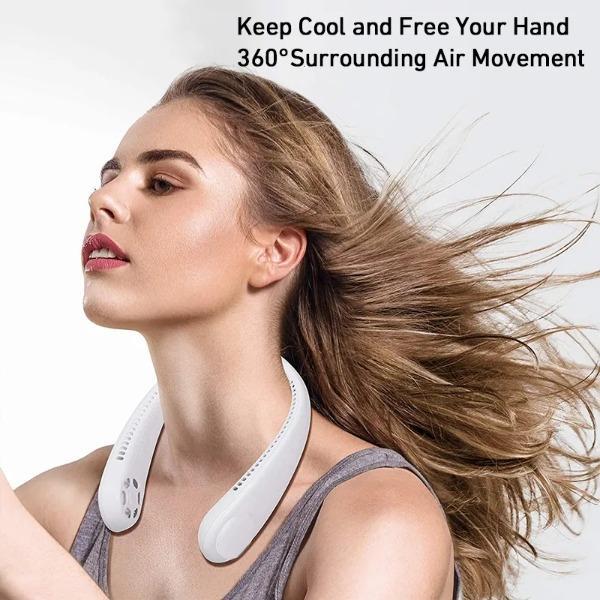 White Neck Fan with 3 Speeds & Fast Charge