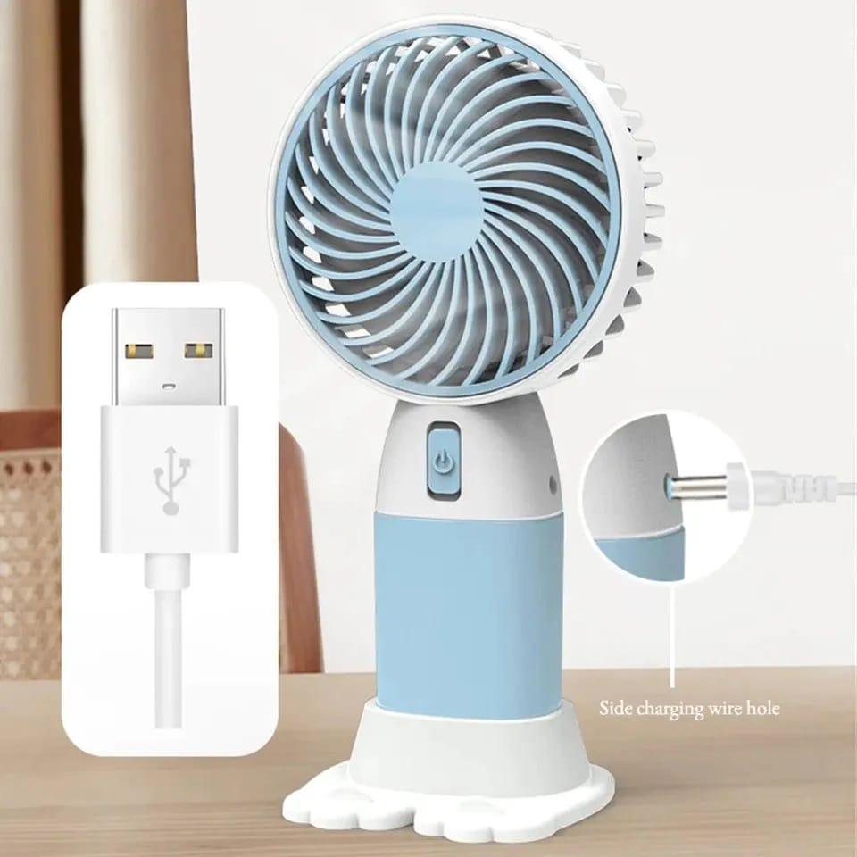 Rechargeable Desk Fan Portable Blue Pink Green ABS