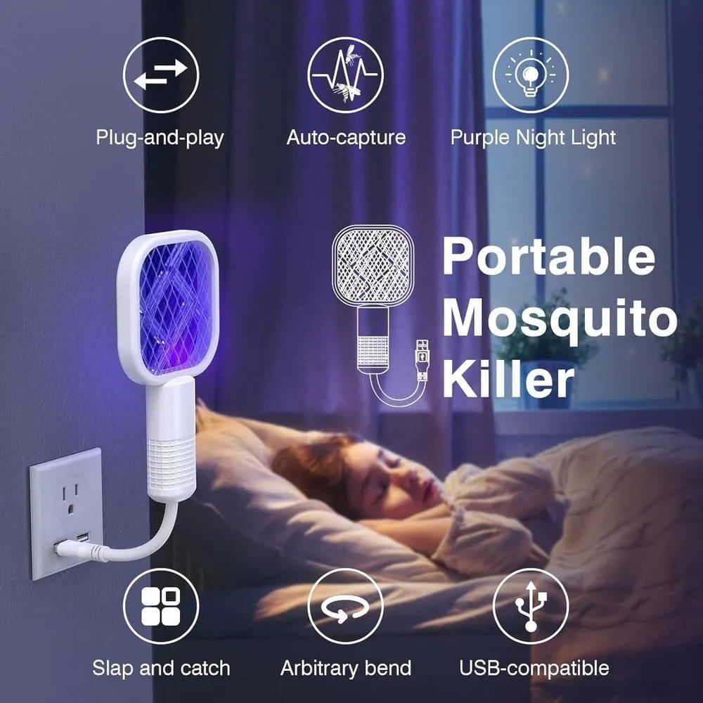 Electric Mosquito Swatter Purple Night Light USB Compatible