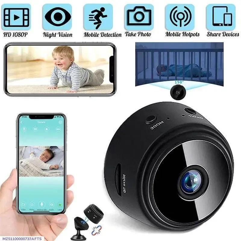 Mini WiFi Camera HD 1080P Night Vision Black