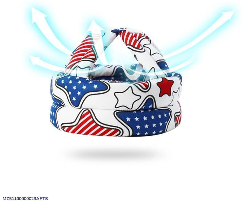 Baby Head Protector Helmet Red White Blue Stars Unisex Cotton